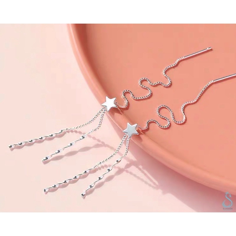 SUMMER 銀飾💫［925純銀］ ⭐️星星流蘇耳線  純銀耳線 純銀耳環 銀飾品-細節圖6