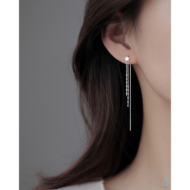 SUMMER 銀飾💫［925純銀］ ⭐️星星流蘇耳線  純銀耳線 純銀耳環 銀飾品-細節圖7