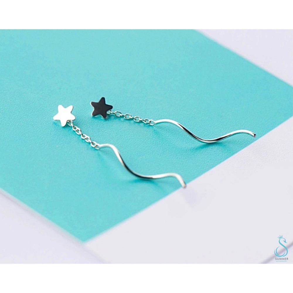 SUMMER 銀飾💫［925純銀］可愛簡約⭐️小星星純銀耳線 純銀耳環-細節圖2