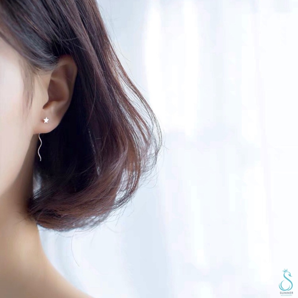 SUMMER 銀飾💫［925純銀］可愛簡約⭐️小星星純銀耳線 純銀耳環-細節圖3