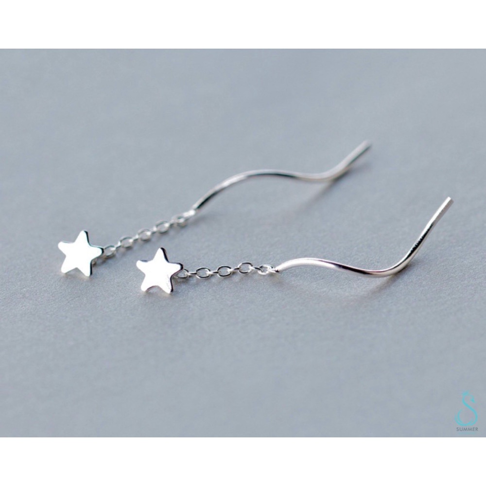 SUMMER 銀飾💫［925純銀］可愛簡約⭐️小星星純銀耳線 純銀耳環-細節圖4