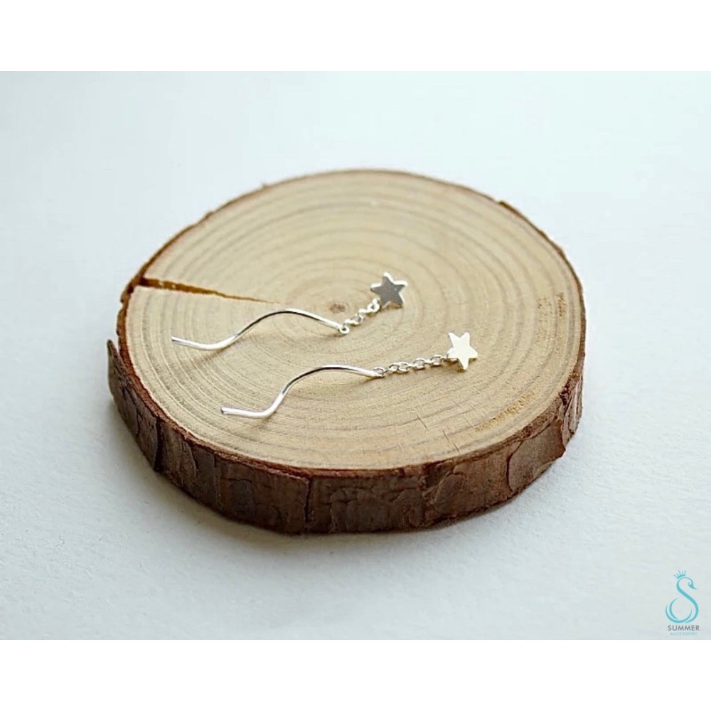 SUMMER 銀飾💫［925純銀］可愛簡約⭐️小星星純銀耳線 純銀耳環-細節圖7