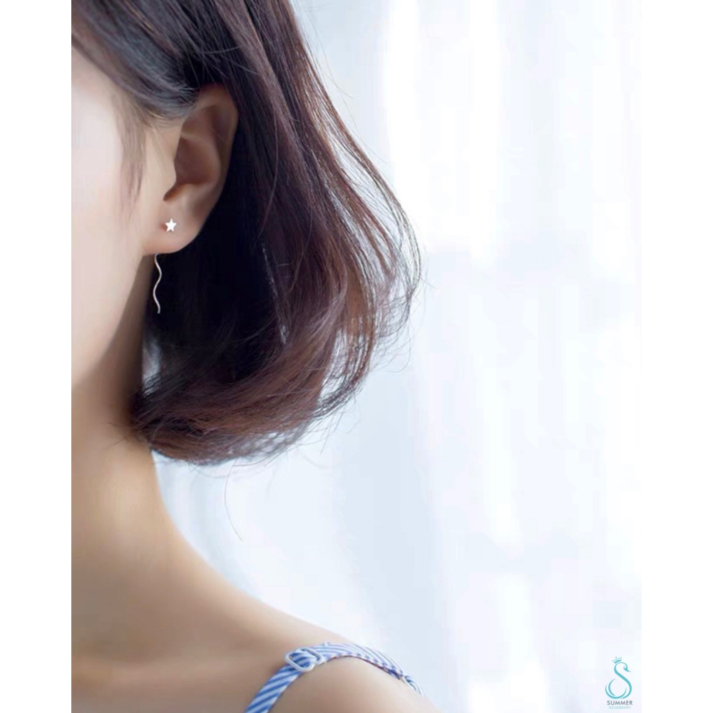 SUMMER 銀飾💫［925純銀］可愛簡約⭐️小星星純銀耳線 純銀耳環-細節圖6