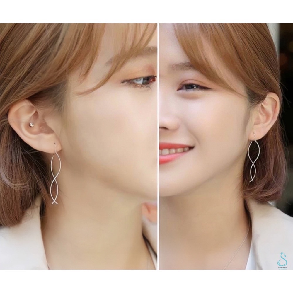 SUMMER 銀飾💫［925純銀］ ✨簡約波浪耳線 純銀耳環 銀飾品-細節圖8