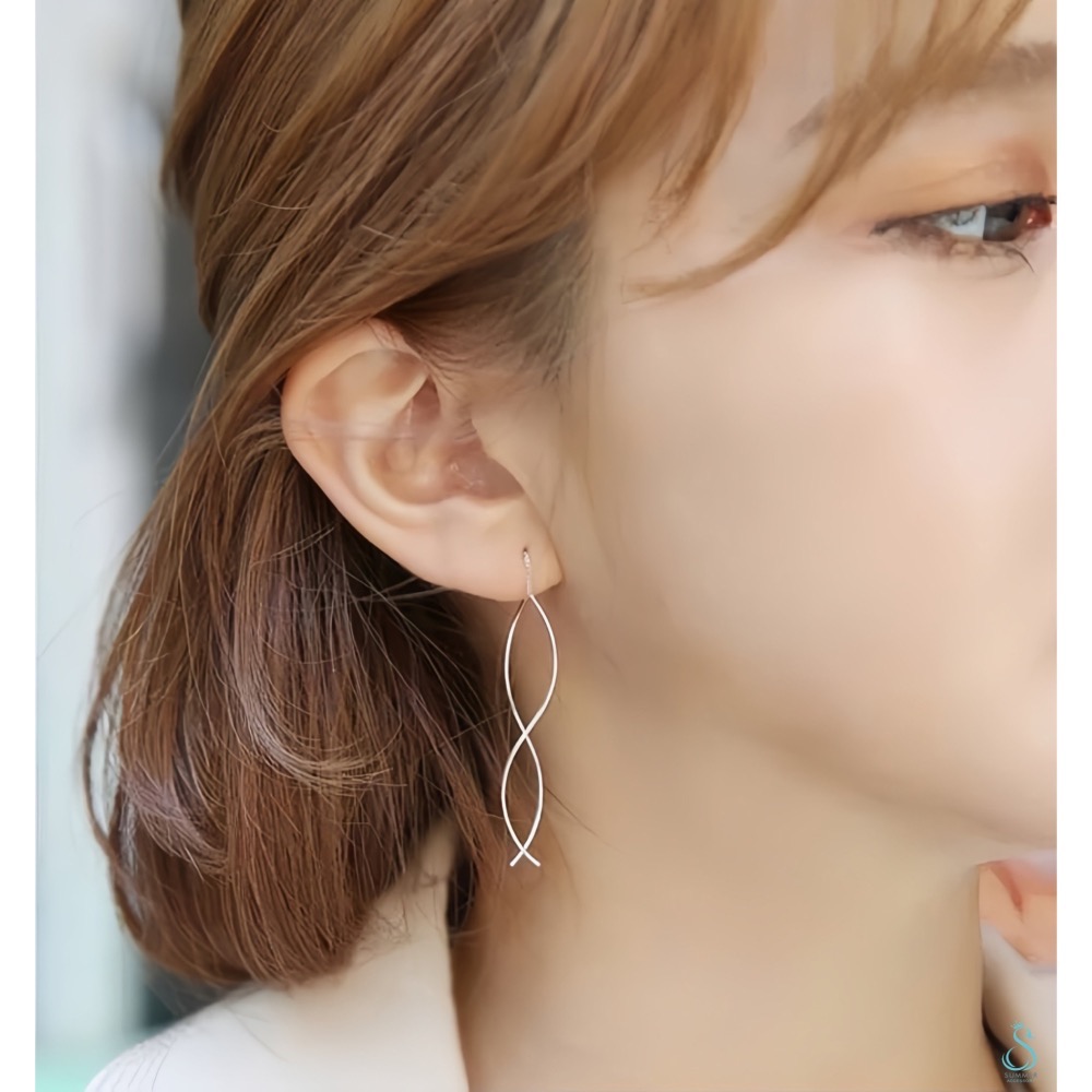 SUMMER 銀飾💫［925純銀］ ✨簡約波浪耳線 純銀耳環 銀飾品-細節圖9