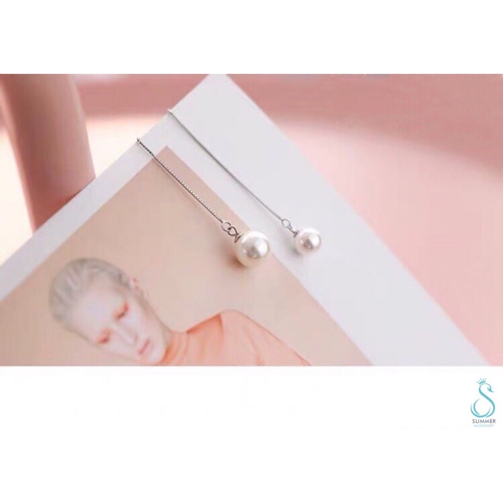 SUMMER 銀飾💫［925純銀］ 吊珍珠耳線 純銀耳環-細節圖2