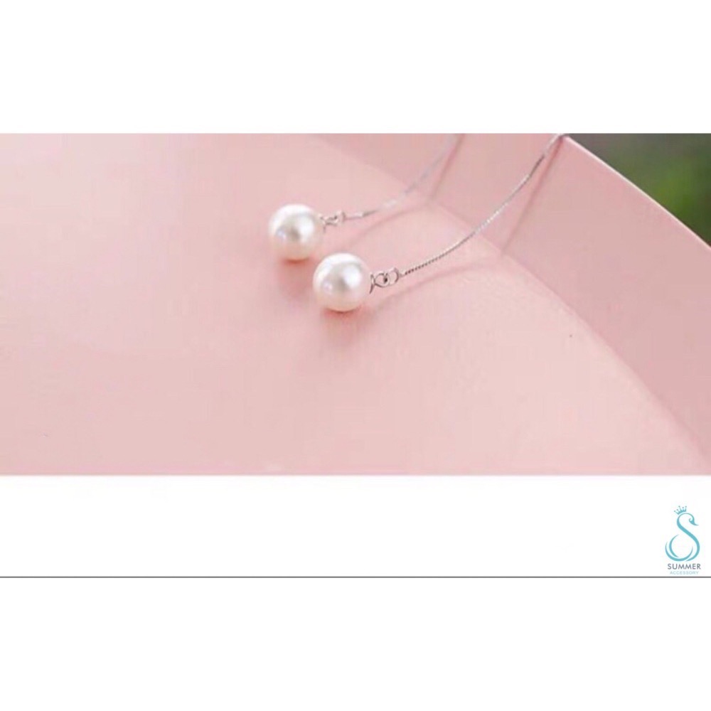 SUMMER 銀飾💫［925純銀］ 吊珍珠耳線 純銀耳環-細節圖3