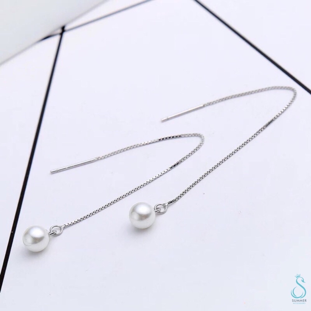 SUMMER 銀飾💫［925純銀］ 吊珍珠耳線 純銀耳環-細節圖4