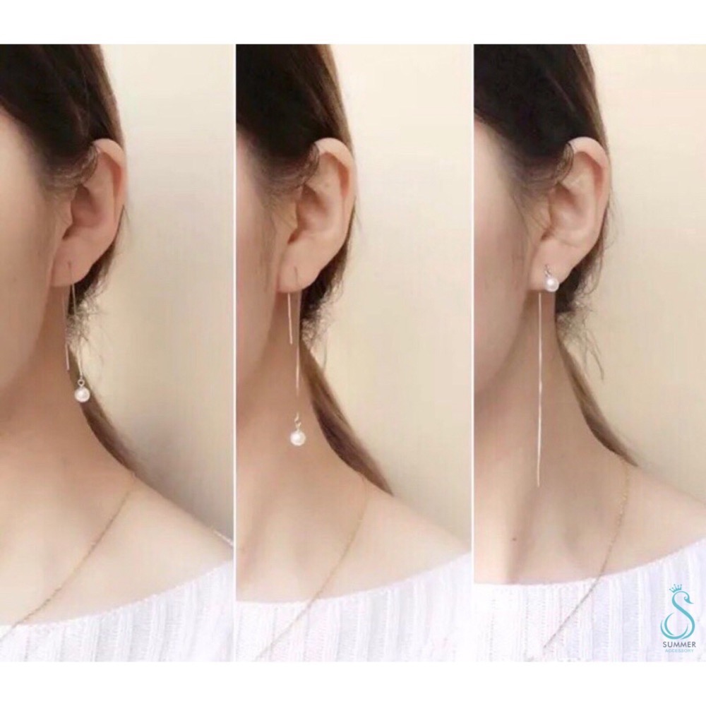 SUMMER 銀飾💫［925純銀］ 吊珍珠耳線 純銀耳環-細節圖8