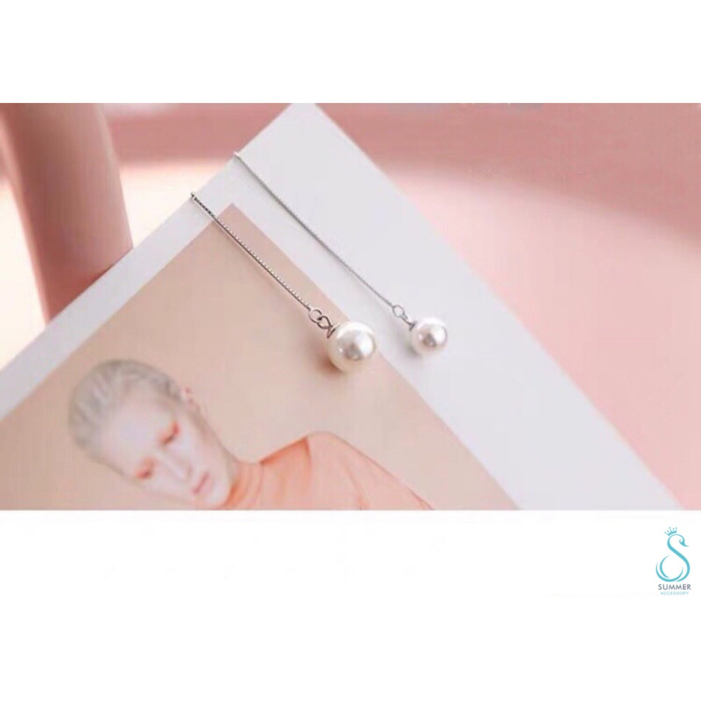 SUMMER 銀飾💫［925純銀］ 吊珍珠耳線 純銀耳環-細節圖2