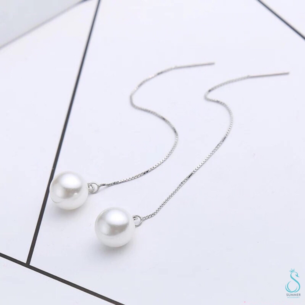 SUMMER 銀飾💫［925純銀］ 吊珍珠耳線 純銀耳環-細節圖5