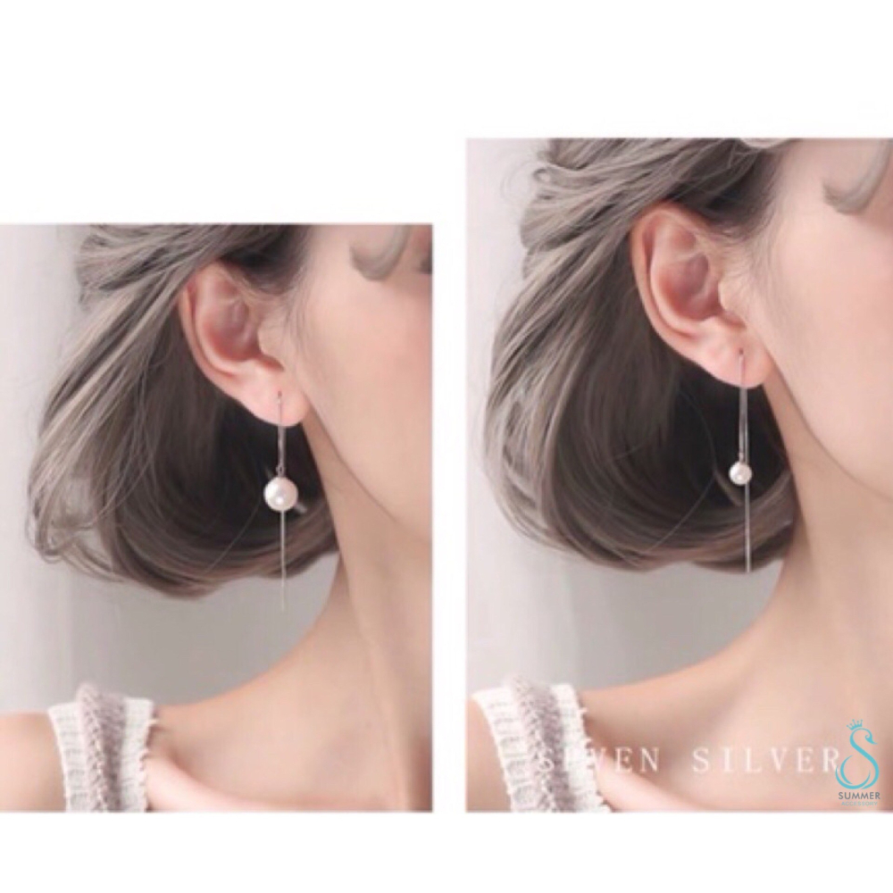 SUMMER 銀飾💫［925純銀］ 吊珍珠耳線 純銀耳環-細節圖7