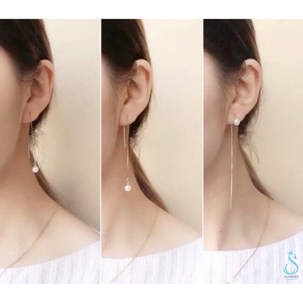 SUMMER 銀飾💫［925純銀］ 吊珍珠耳線 純銀耳環-細節圖8