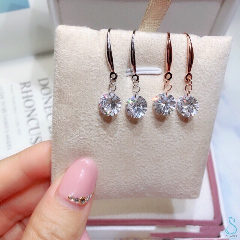 SUMMER 銀飾💫［925純銀］✨超閃亮單裸鑽耳勾 耳環 純銀耳環-細節圖4