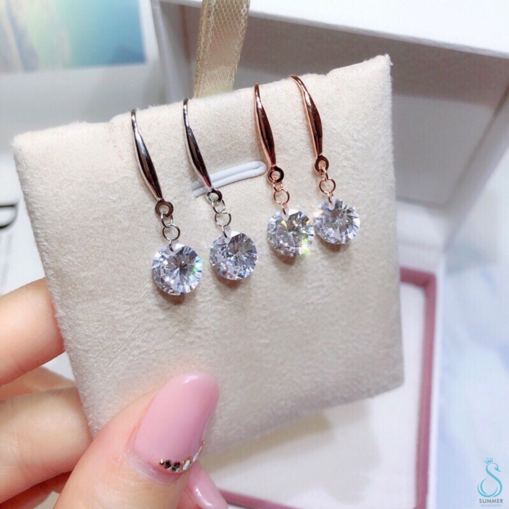 SUMMER 銀飾💫［925純銀］✨超閃亮單裸鑽耳勾 耳環 純銀耳環-細節圖5