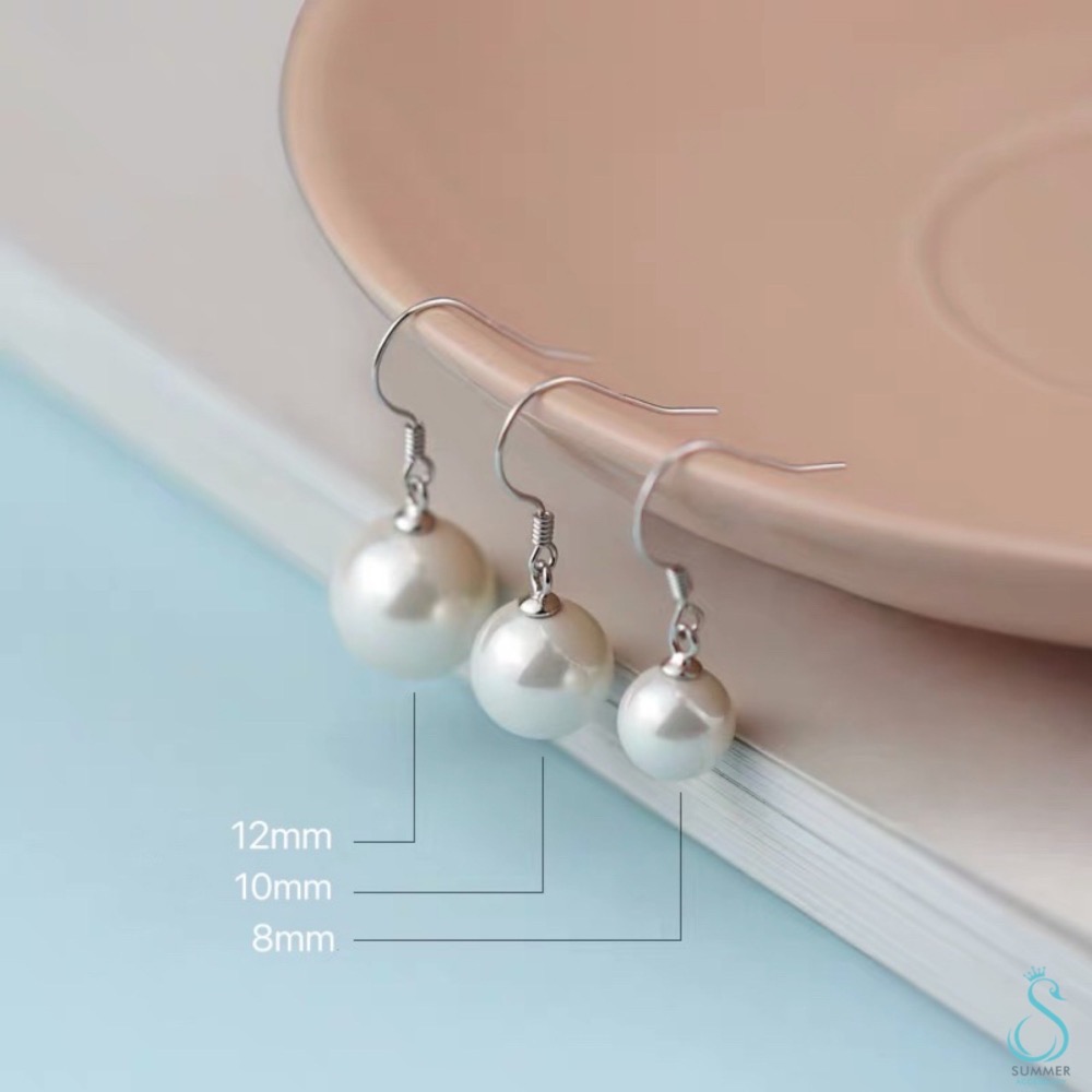 SUMMER 銀飾💫［925純銀］百搭 基礎珍珠耳環 耳勾 純銀耳環 純銀飾品-細節圖6