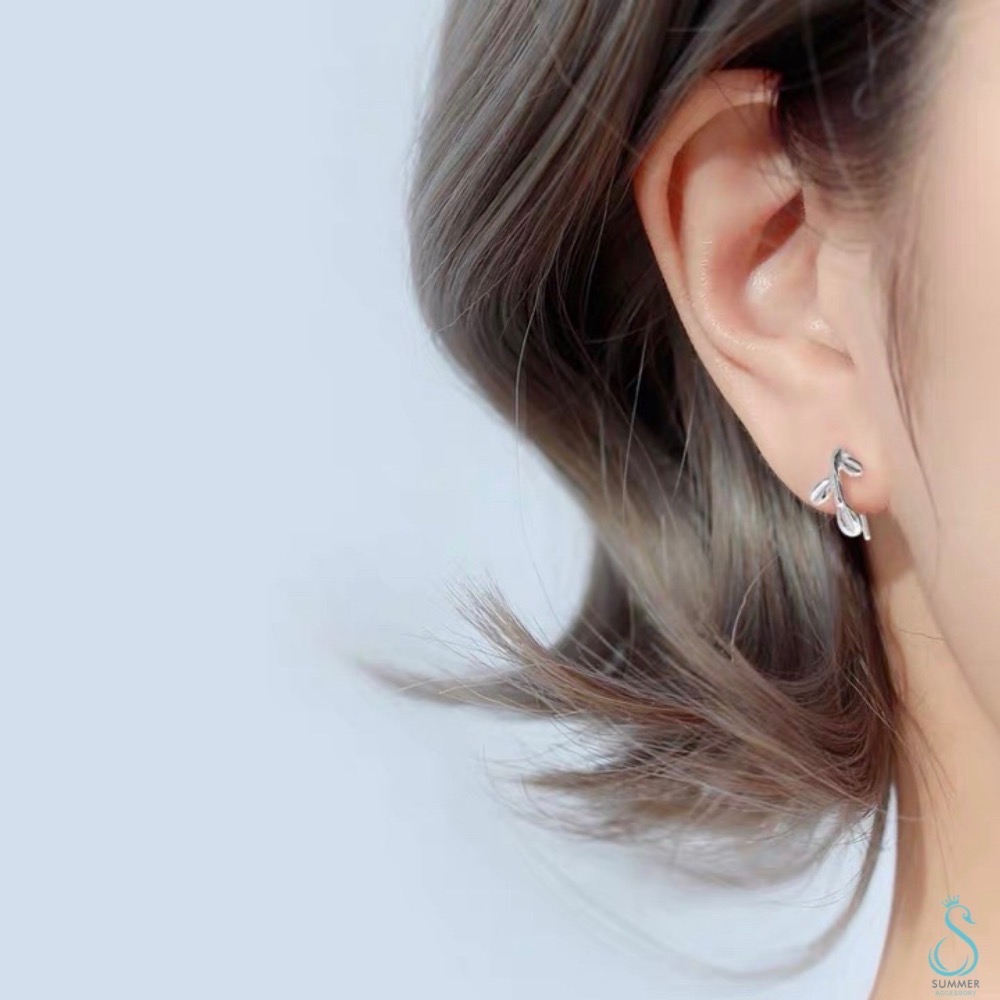 SUMMER韓 銀飾💫  S925純銀✨清新嫩芽耳夾 耳勾 純銀耳環 銀飾品 耳骨夾 韓國銀飾 韓國飾品-細節圖3