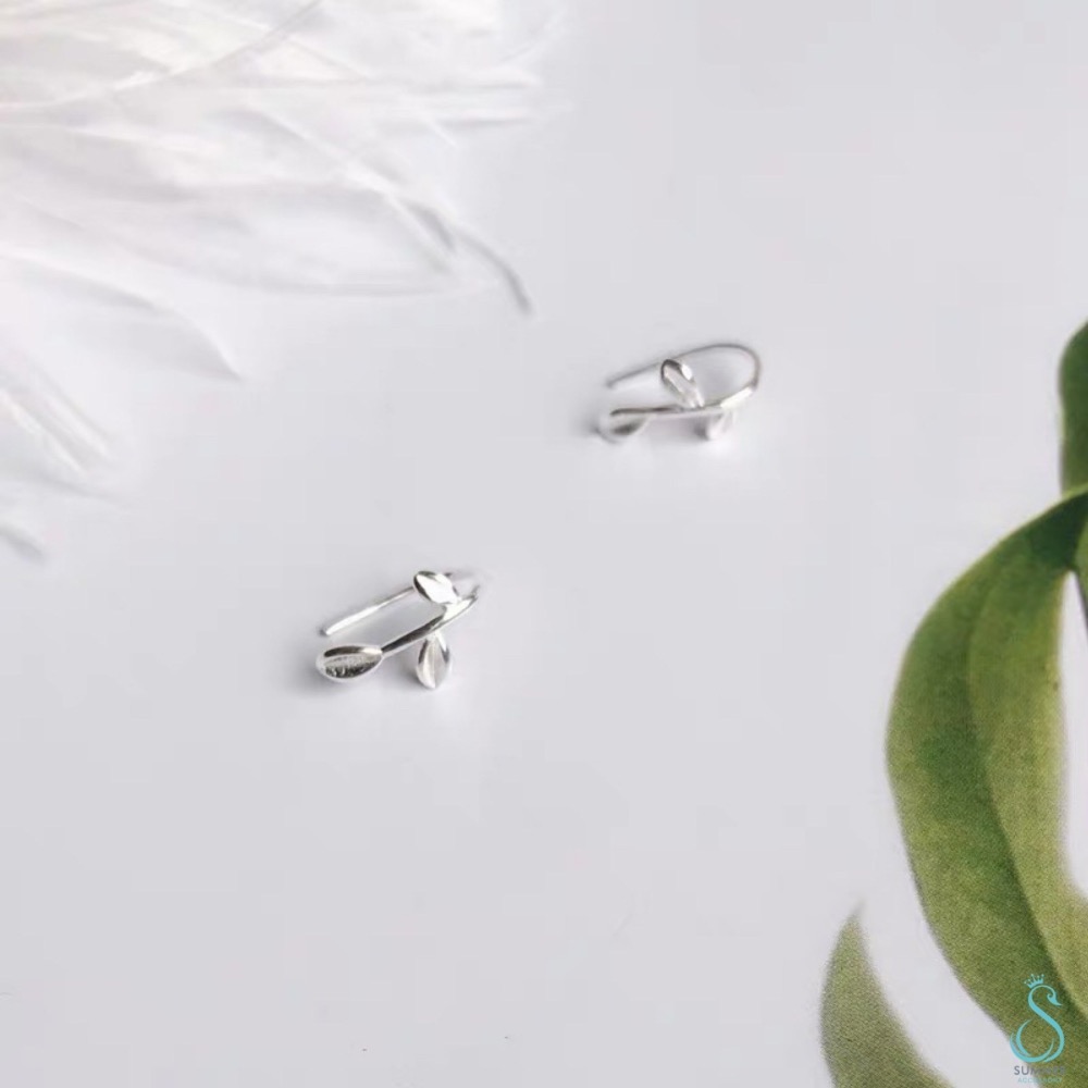 SUMMER韓 銀飾💫  S925純銀✨清新嫩芽耳夾 耳勾 純銀耳環 銀飾品 耳骨夾 韓國銀飾 韓國飾品-細節圖4