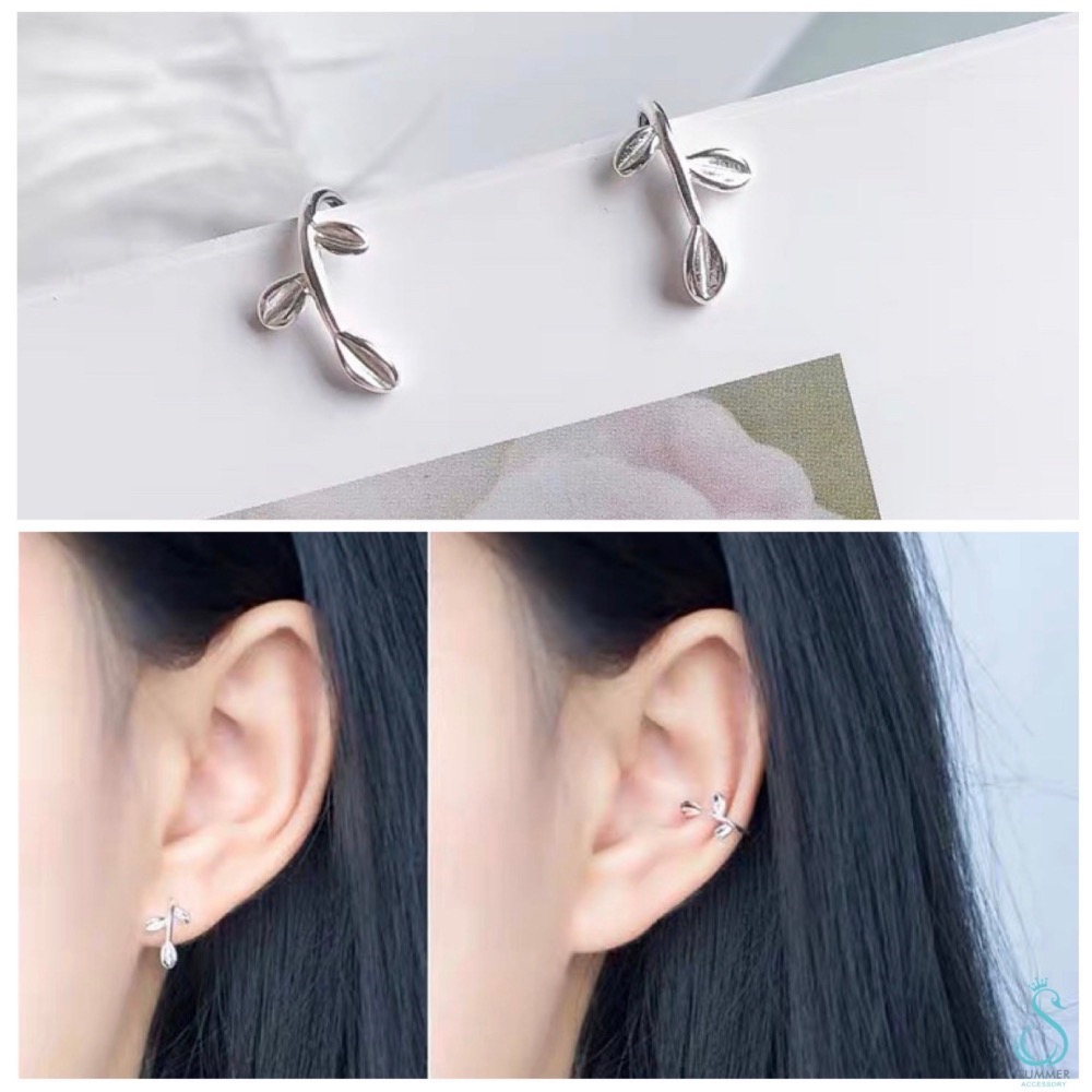 SUMMER韓 銀飾💫  S925純銀✨清新嫩芽耳夾 耳勾 純銀耳環 銀飾品 耳骨夾 韓國銀飾 韓國飾品-細節圖6