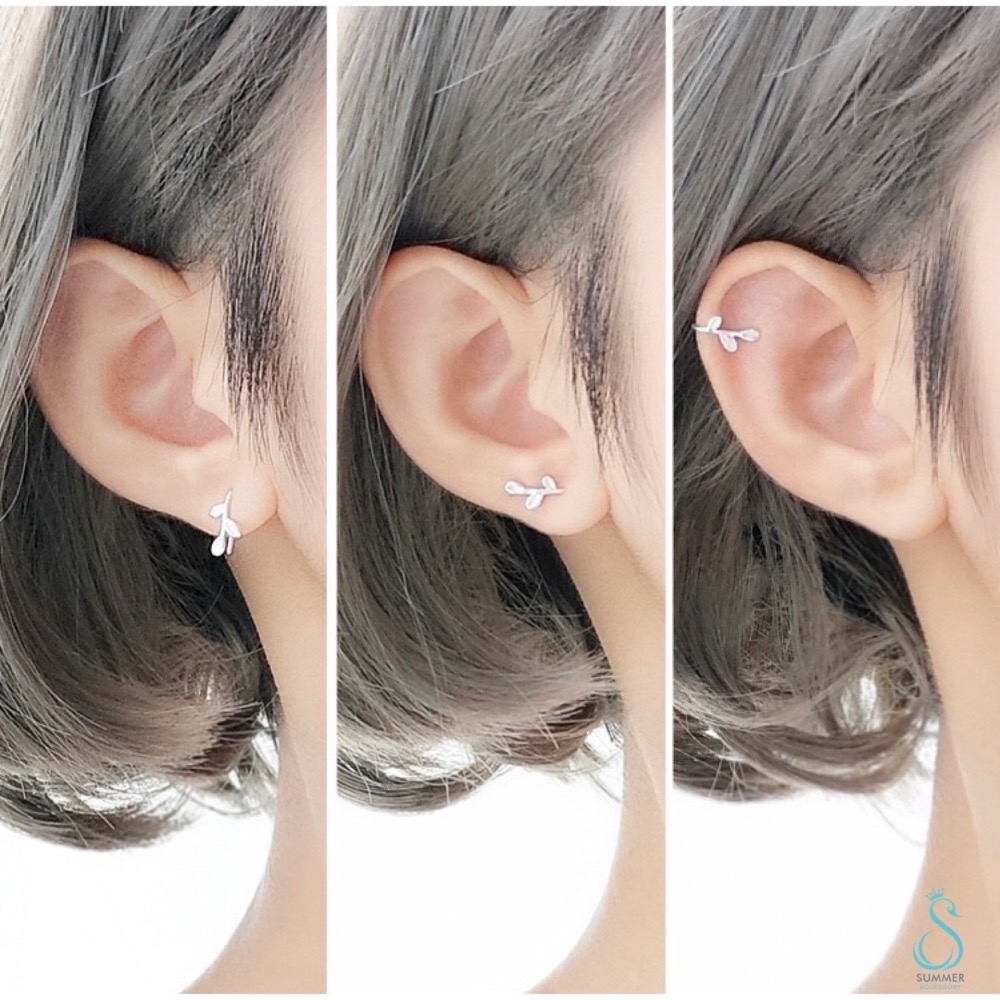 SUMMER韓 銀飾💫  S925純銀✨清新嫩芽耳夾 耳勾 純銀耳環 銀飾品 耳骨夾 韓國銀飾 韓國飾品-細節圖7