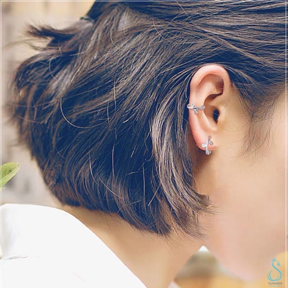 SUMMER韓 銀飾💫  S925純銀✨清新嫩芽耳夾 耳勾 純銀耳環 銀飾品 耳骨夾 韓國銀飾 韓國飾品-細節圖8