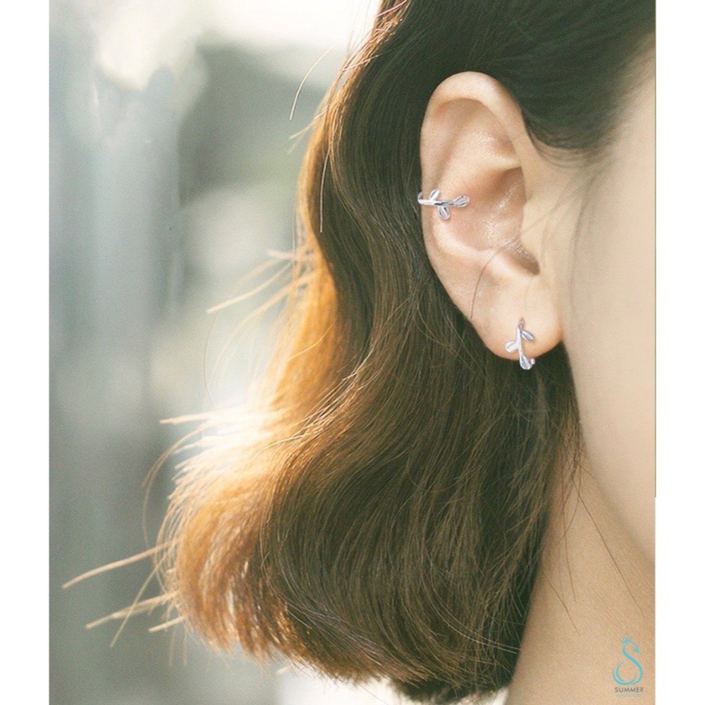 SUMMER韓 銀飾💫  S925純銀✨清新嫩芽耳夾 耳勾 純銀耳環 銀飾品 耳骨夾 韓國銀飾 韓國飾品-細節圖9