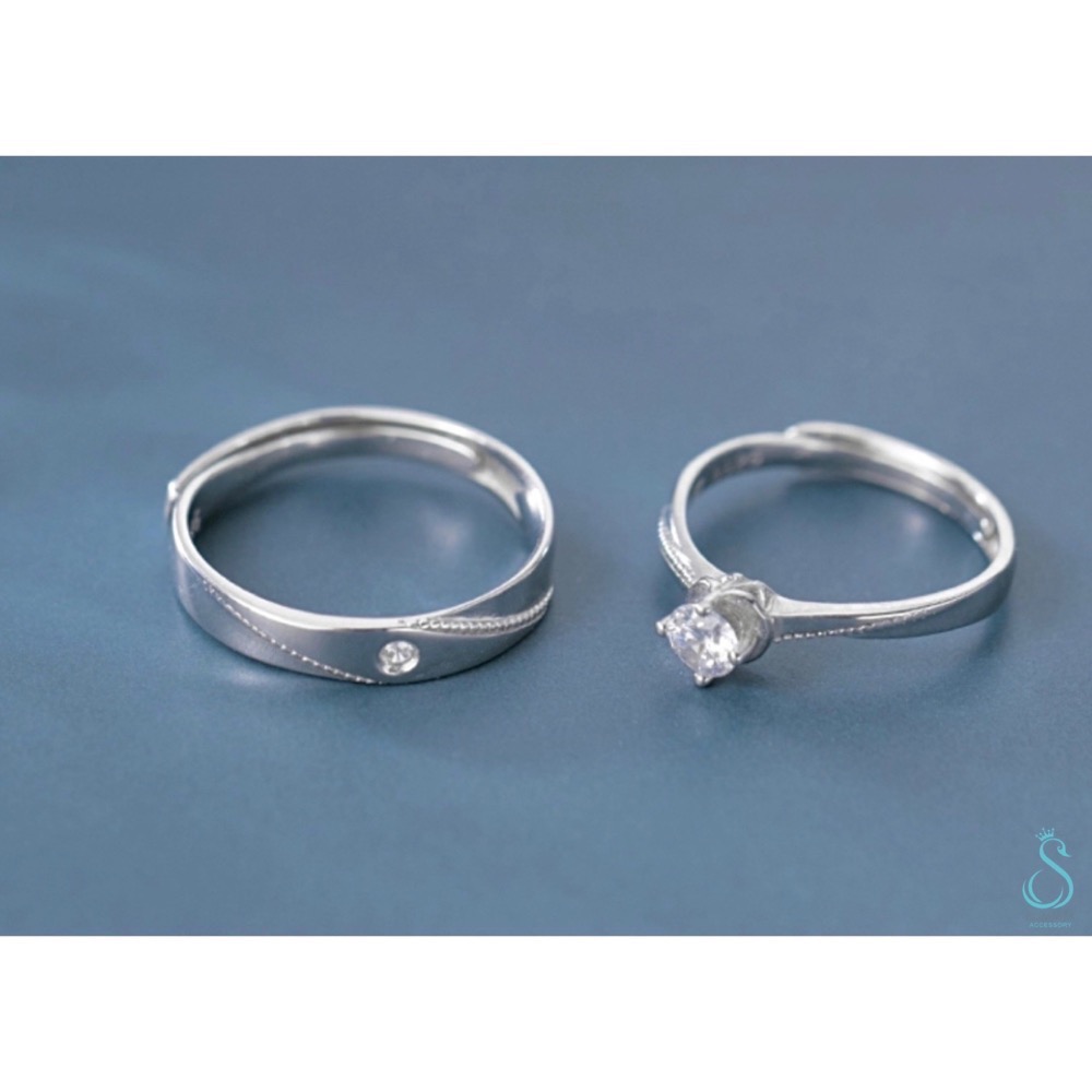 SUMMER 銀飾💫［925純銀］ 精緻美鑽情侶對戒 純銀戒指 💑情人節禮物 純銀飾品-細節圖4