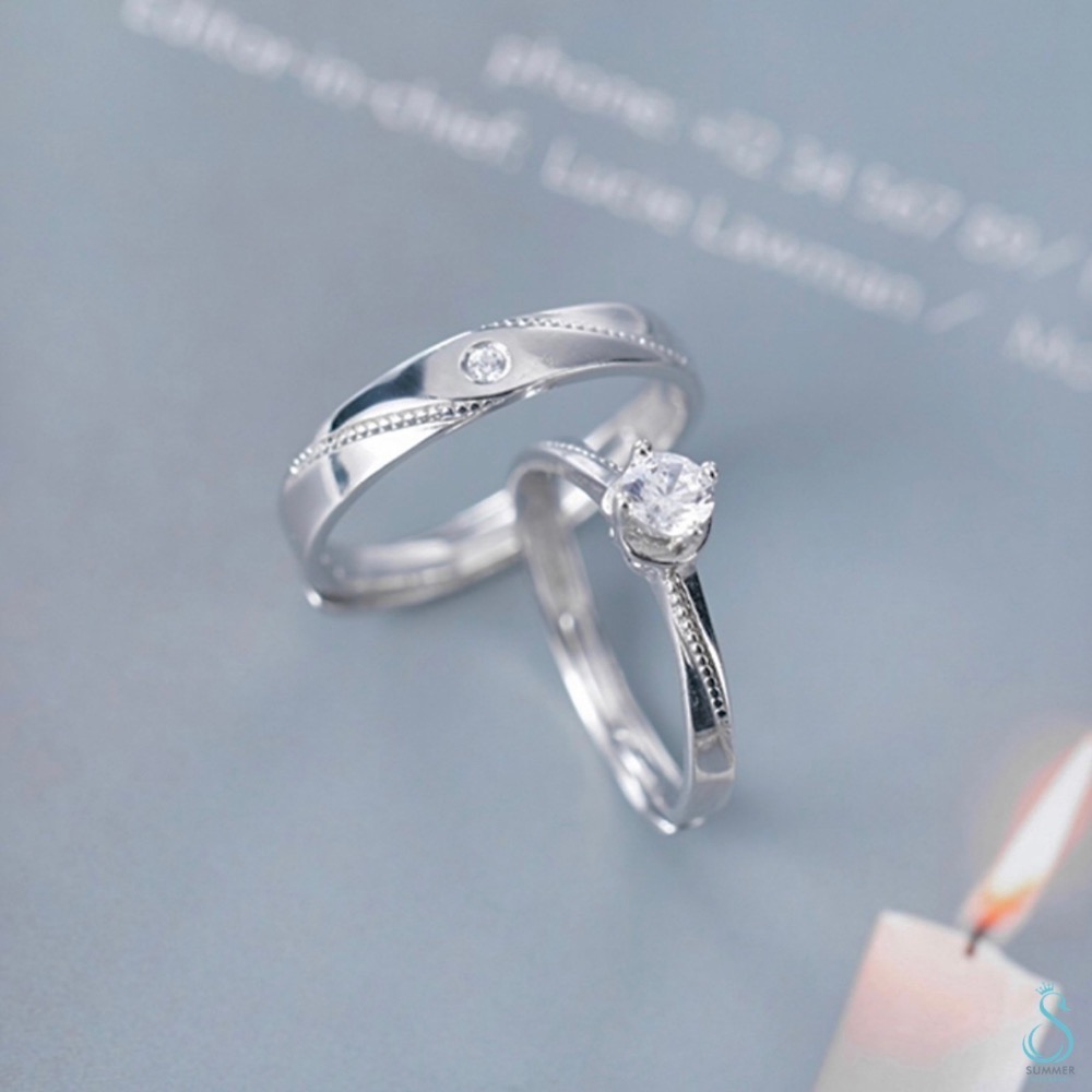 SUMMER 銀飾💫［925純銀］ 精緻美鑽情侶對戒 純銀戒指 💑情人節禮物 純銀飾品-細節圖7