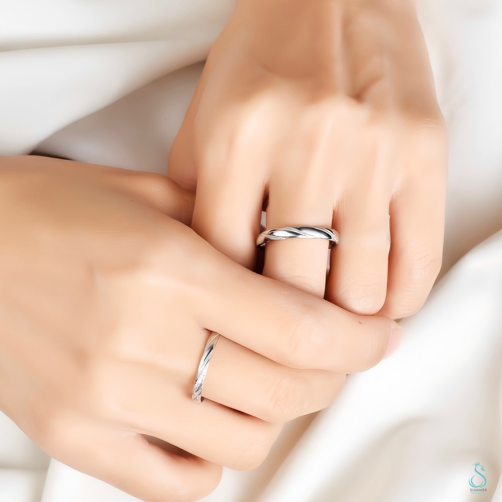 SUMMER 銀飾💫［925純銀］真摯情意情侶對戒 情人對戒 純銀戒指 純銀飾品-細節圖2