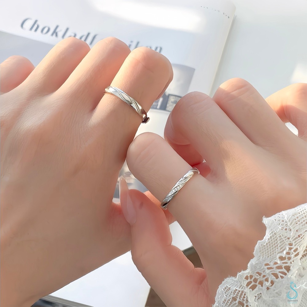 SUMMER 銀飾💫［925純銀］真摯情意情侶對戒 情人對戒 純銀戒指 純銀飾品-細節圖4