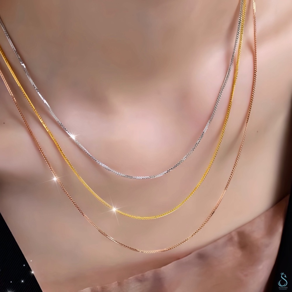 SUMMER 銀飾💫［925純銀］可調式蕭邦鏈 純銀項鍊 淨鍊 單項鍊 耐用不易斷 純銀飾品-細節圖2