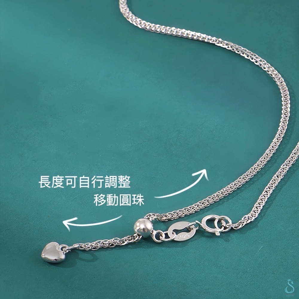 SUMMER 銀飾💫［925純銀］可調式蕭邦鏈 純銀項鍊 淨鍊 單項鍊 耐用不易斷 純銀飾品-細節圖4
