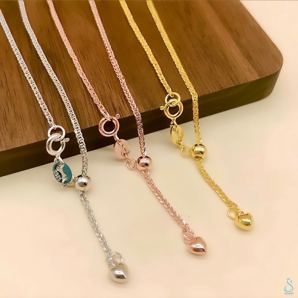 SUMMER 銀飾💫［925純銀］可調式蕭邦鏈 純銀項鍊 淨鍊 單項鍊 耐用不易斷 純銀飾品-細節圖7