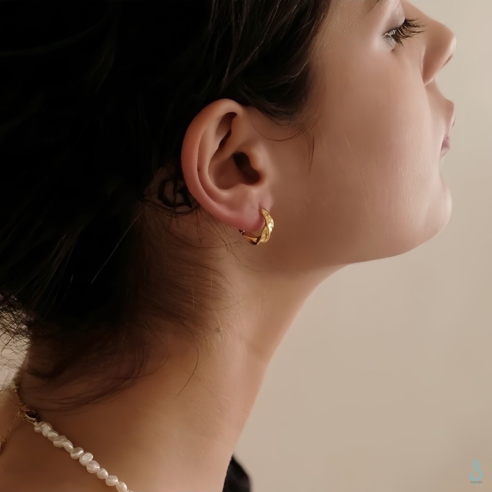 SUMMER 銀飾💫［925純銀］美式波面耳環 耳扣耳環 純銀耳環 純銀飾品-細節圖6