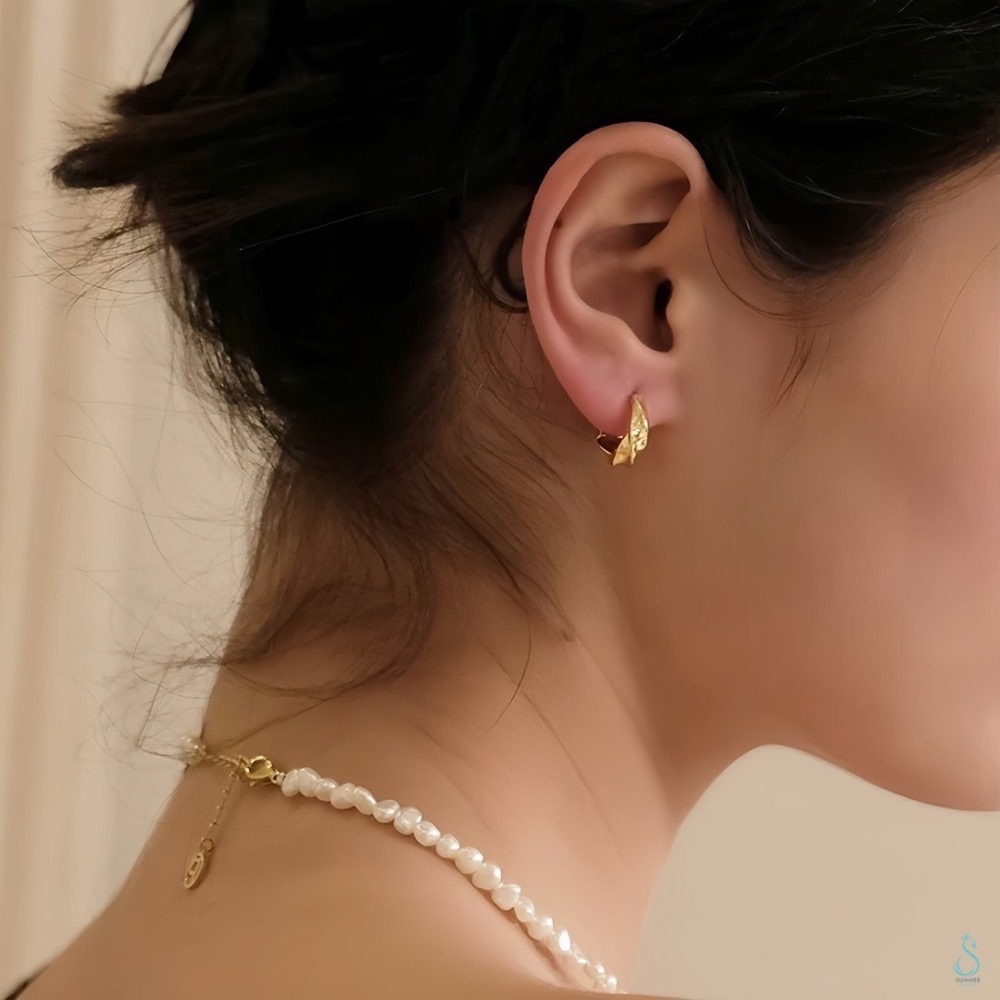 SUMMER 銀飾💫［925純銀］美式波面耳環 耳扣耳環 純銀耳環 純銀飾品-細節圖7