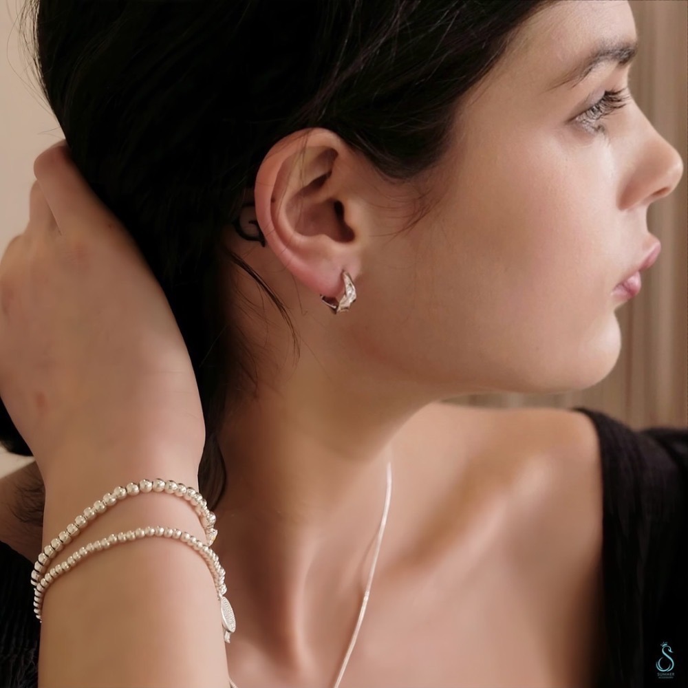 SUMMER 銀飾💫［925純銀］美式波面耳環 耳扣耳環 純銀耳環 純銀飾品-細節圖8