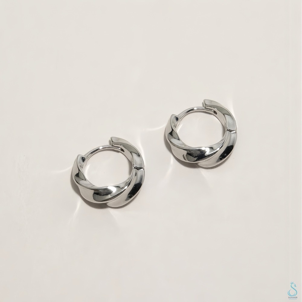 SUMMER 銀飾💫［925純銀］美式波面耳環 耳扣耳環 純銀耳環 純銀飾品-規格圖9