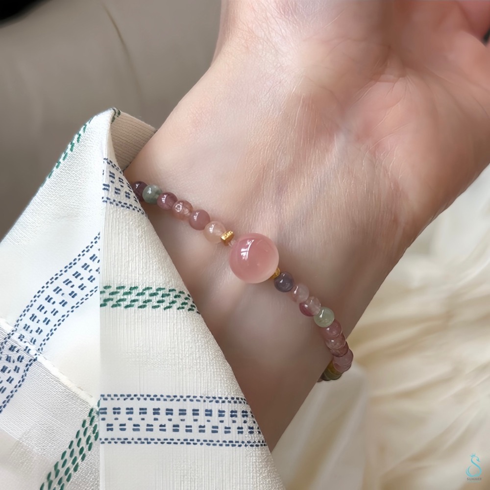 SUMMER 銀飾💫［925純銀］天然碧璽手串 晶石手鍊 純銀手鍊  晶石能量手鏈-細節圖4