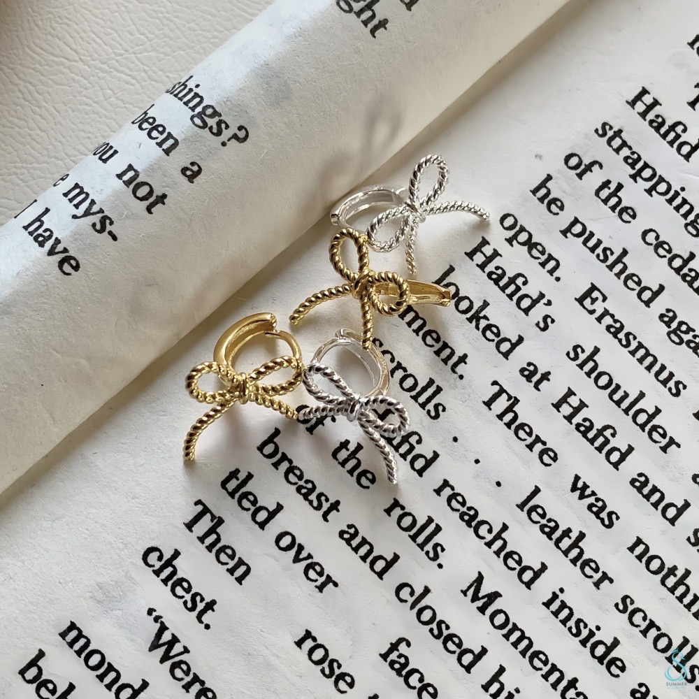 SUMMER韓 銀飾💫［925純銀］韓系甜美 蝴蝶結耳扣耳環 韓星同款 易扣式 純銀耳環 純銀飾品-細節圖5