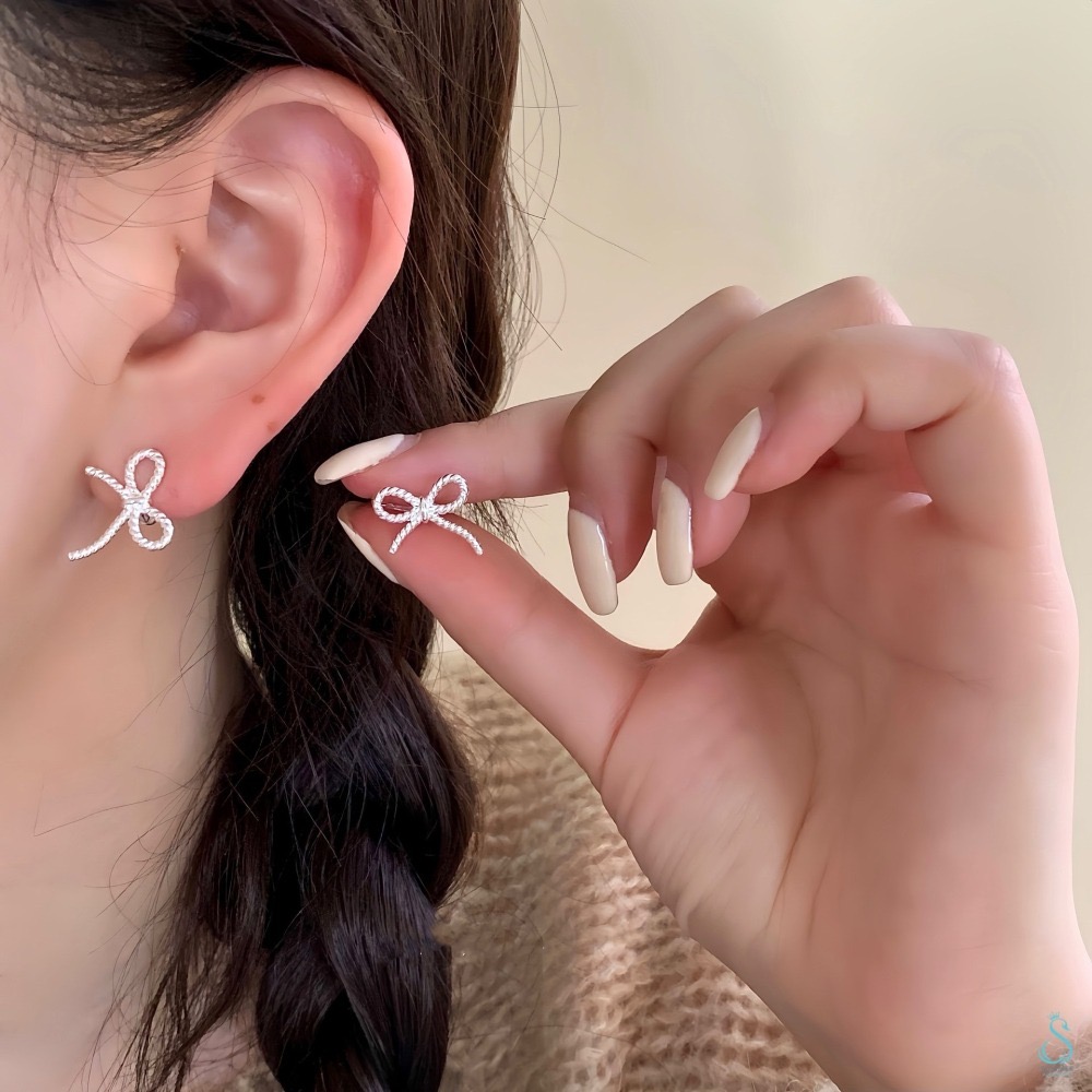 SUMMER韓 銀飾💫［925純銀］韓系甜美 蝴蝶結耳扣耳環 韓星同款 易扣式 純銀耳環 純銀飾品-細節圖7