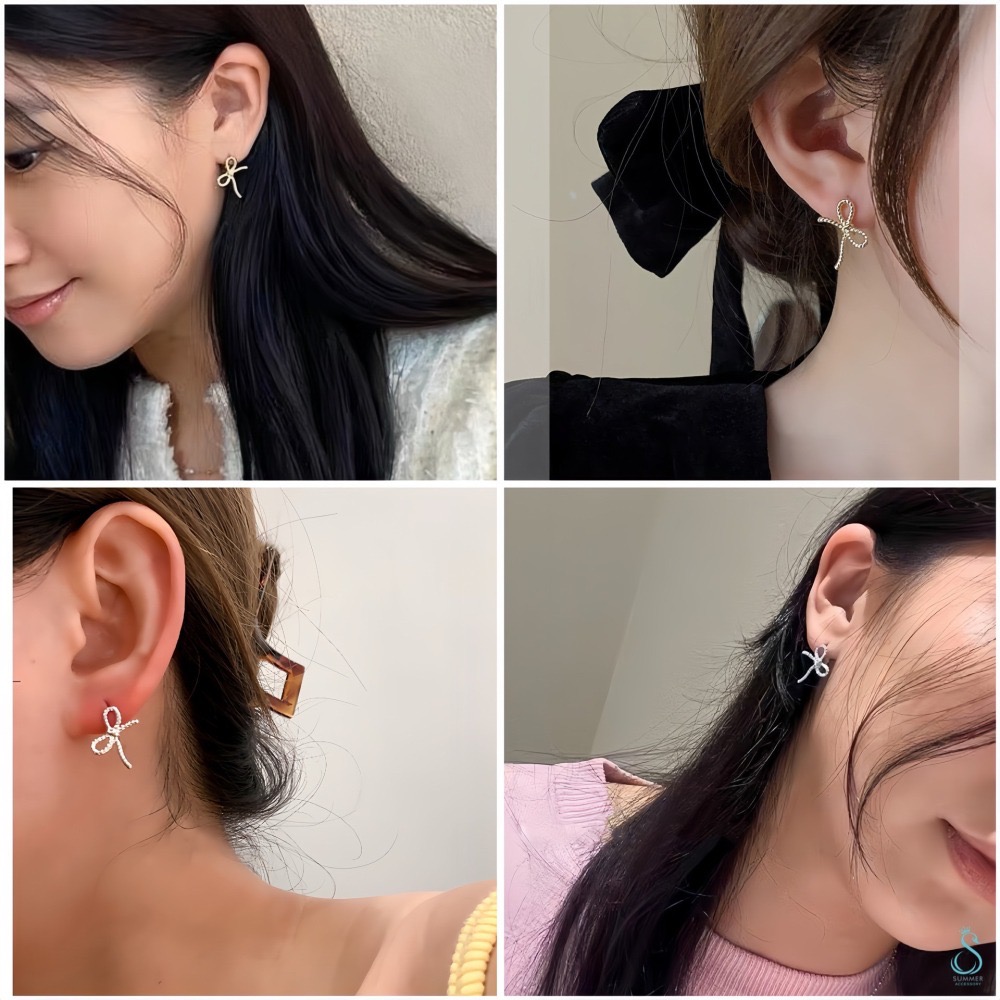 SUMMER韓 銀飾💫［925純銀］韓系甜美 蝴蝶結耳扣耳環 韓星同款 易扣式 純銀耳環 純銀飾品-細節圖9