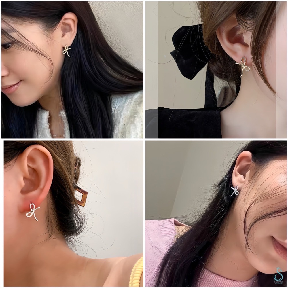 SUMMER韓 銀飾💫［925純銀］韓系甜美 蝴蝶結耳扣耳環 韓星同款 易扣式 純銀耳環 純銀飾品-細節圖9