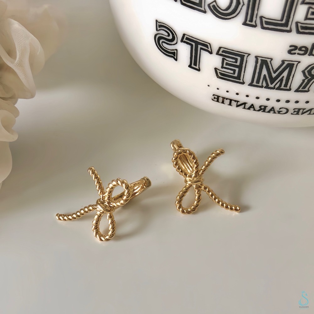 SUMMER韓 銀飾💫［925純銀］韓系甜美 蝴蝶結耳扣耳環 韓星同款 易扣式 純銀耳環 純銀飾品-規格圖9