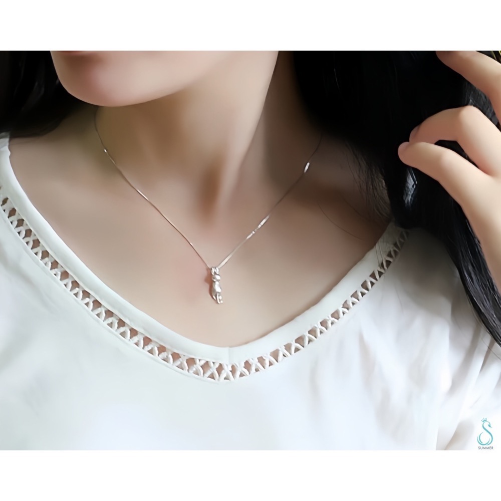 SUMMER 銀飾💫［925純銀］俏皮 趴趴貓吊飾 立體全實心 貓咪吊飾項鍊  純銀項鍊 純銀吊飾 純銀飾品-細節圖6