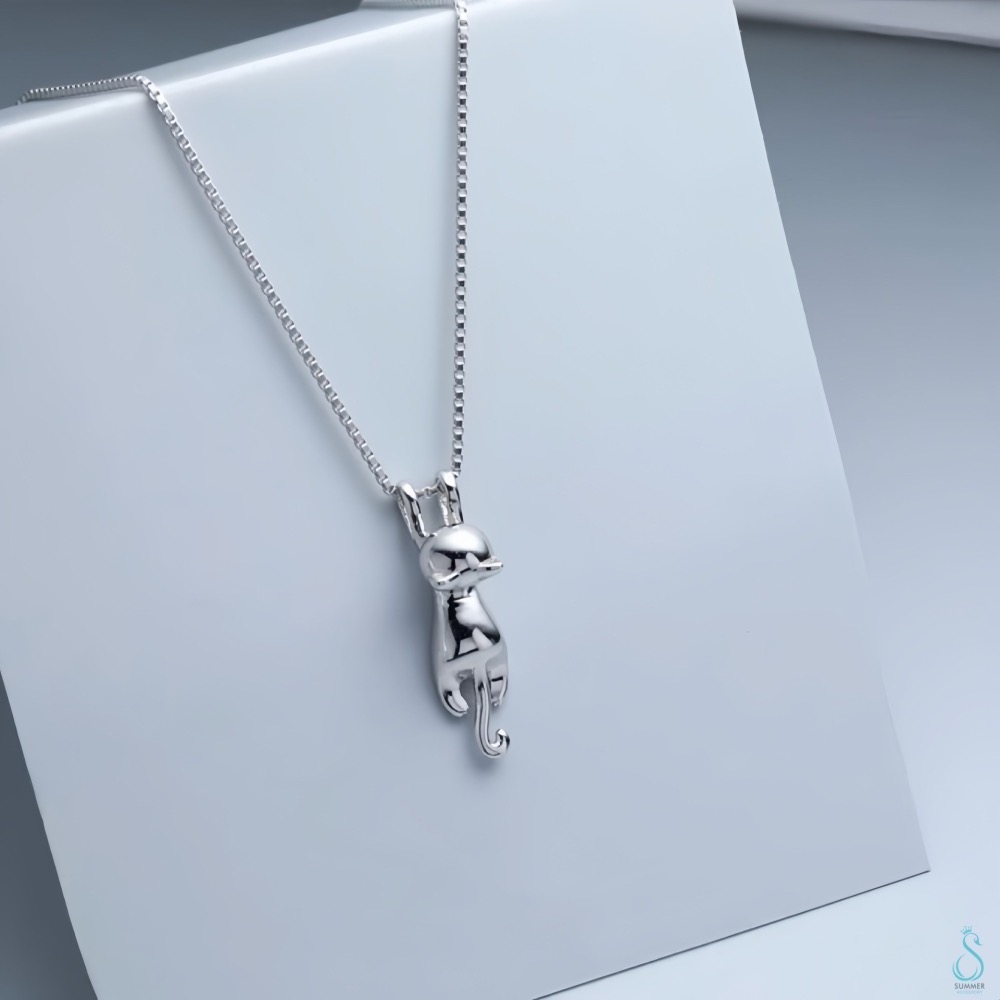 SUMMER 銀飾💫［925純銀］俏皮 趴趴貓吊飾 立體全實心 貓咪吊飾項鍊  純銀項鍊 純銀吊飾 純銀飾品-細節圖5