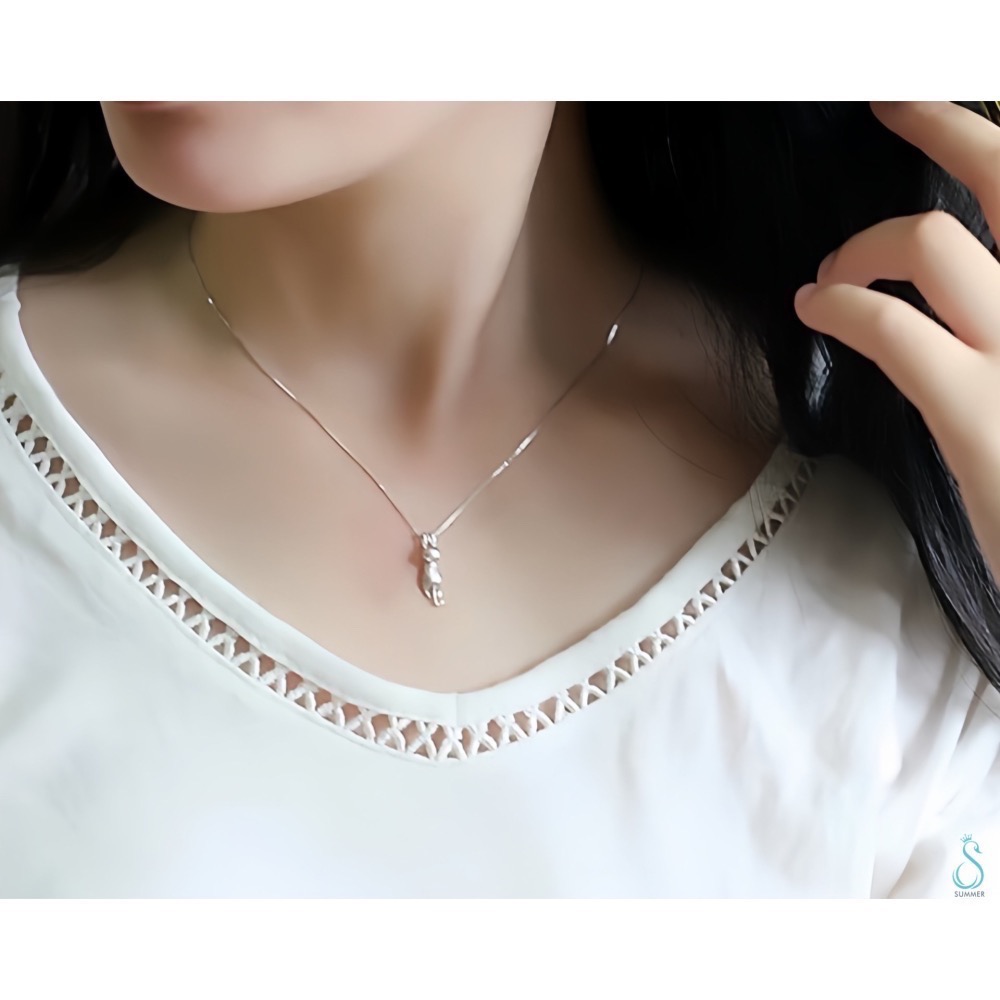 SUMMER 銀飾💫［925純銀］俏皮 趴趴貓吊飾 立體全實心 貓咪吊飾項鍊  純銀項鍊 純銀吊飾 純銀飾品-細節圖6