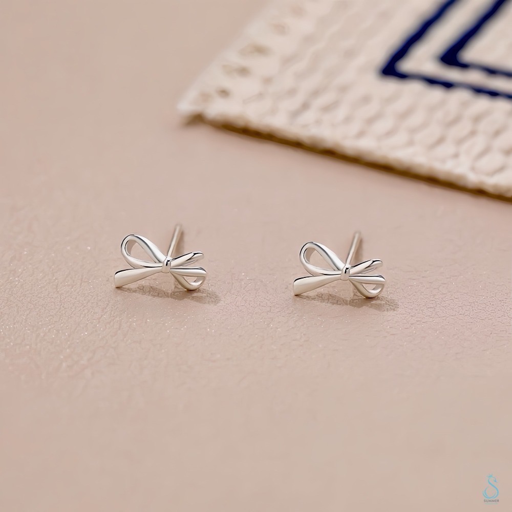 SUMMER韓 銀飾💫［925純銀］🎀韓式蝴蝶結系列 純銀耳環 耳骨夾 易扣式耳環 純銀飾品-規格圖9
