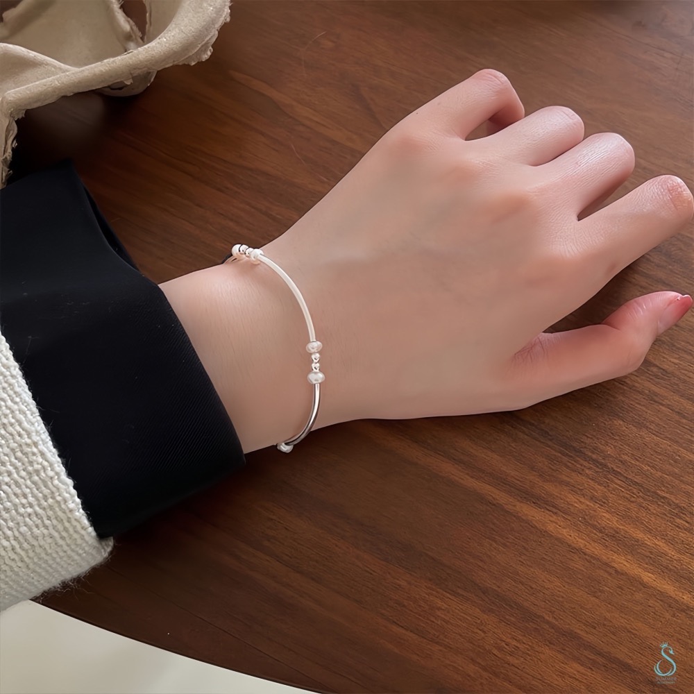 SUMMER 銀飾💫［925純銀］天然珍珠銀管手鏈 珍珠手鏈 純銀手鍊 純銀飾品-細節圖6