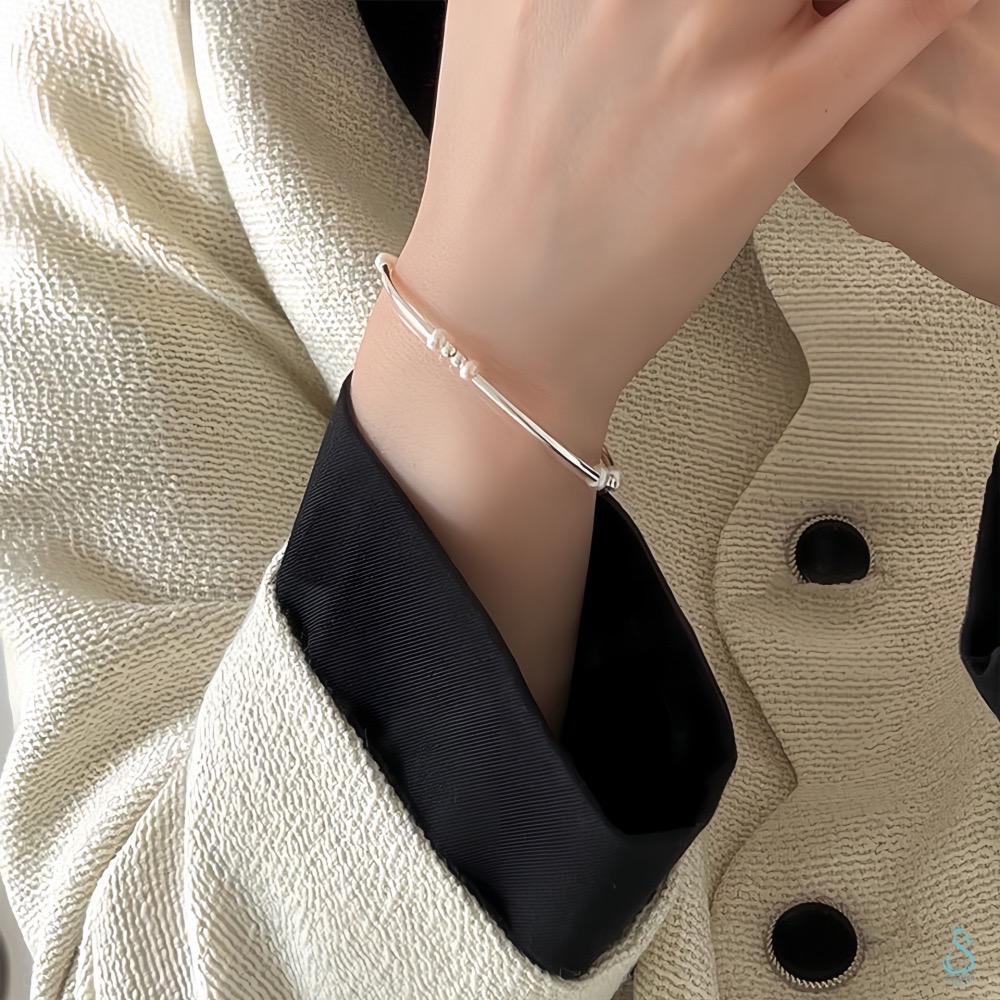 SUMMER 銀飾💫［925純銀］天然珍珠銀管手鏈 珍珠手鏈 純銀手鍊 純銀飾品-細節圖7