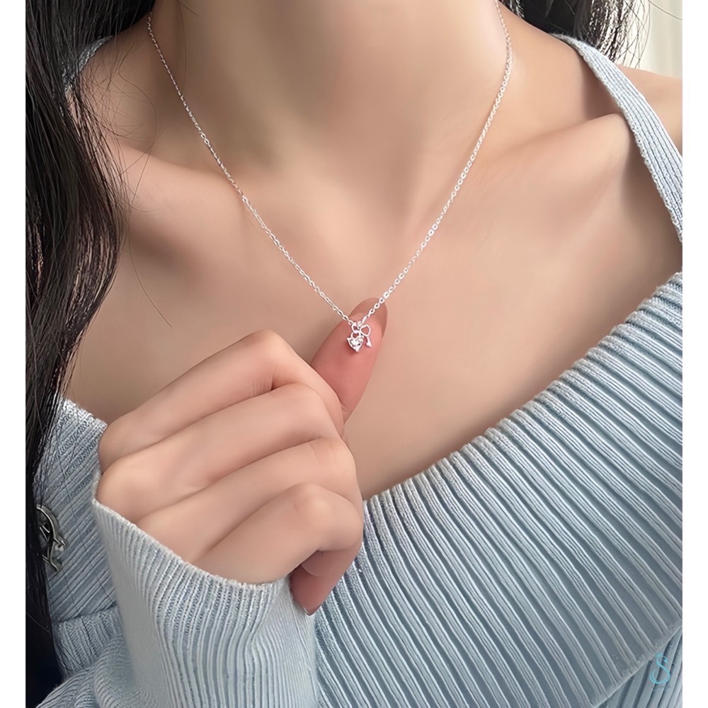 SUMMER 銀飾💫［999足銀］心鎖 心型鑽項鏈 純銀項鍊 愛心項鏈 純銀飾品-細節圖6